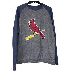 St Louis Cardinals Sweatshirt Adults Size XL Blue Gray Raglan Long Sleeve Logo